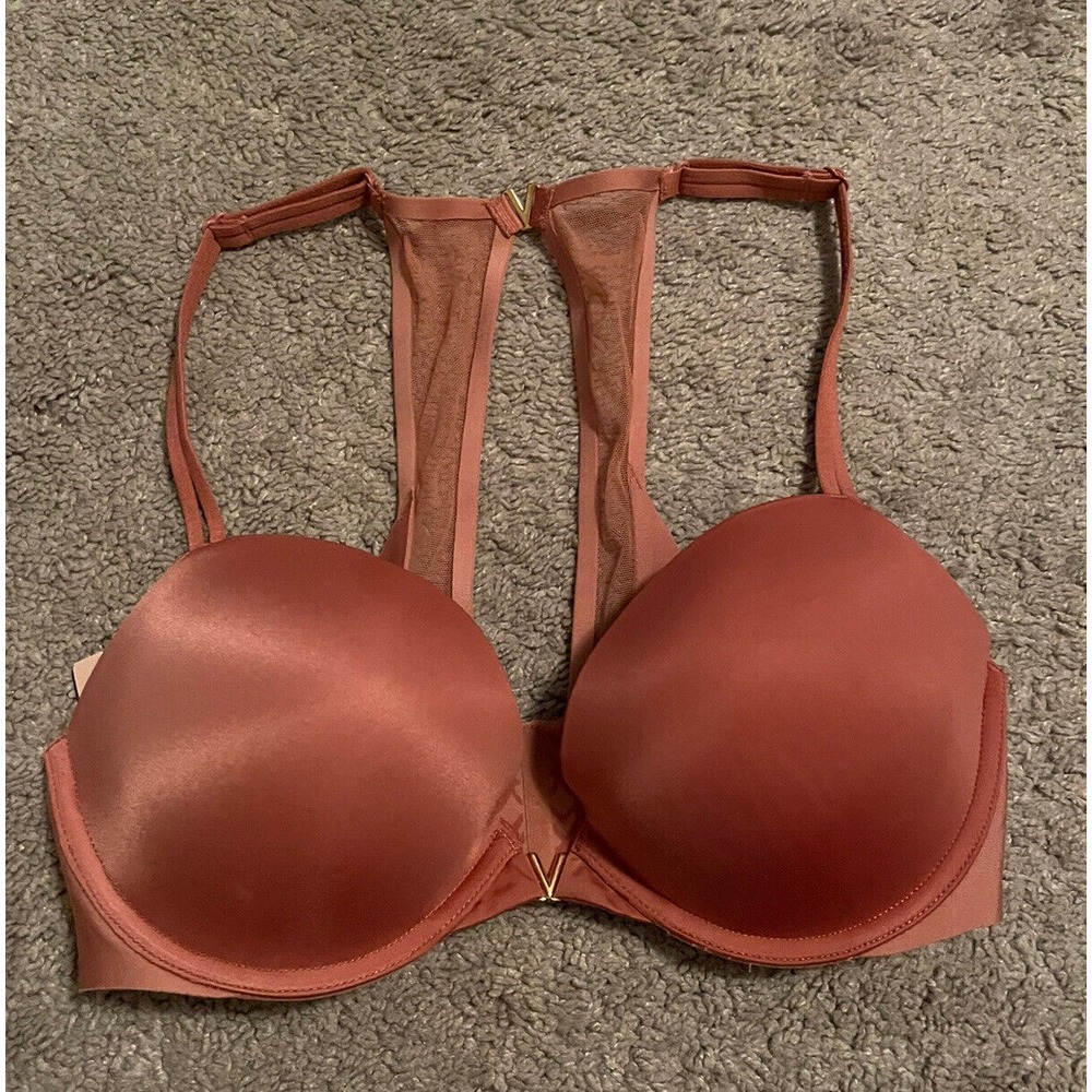 NWT Victoria's Secret Push-up Bra Sz 32D Mauve Pink - Front Closure